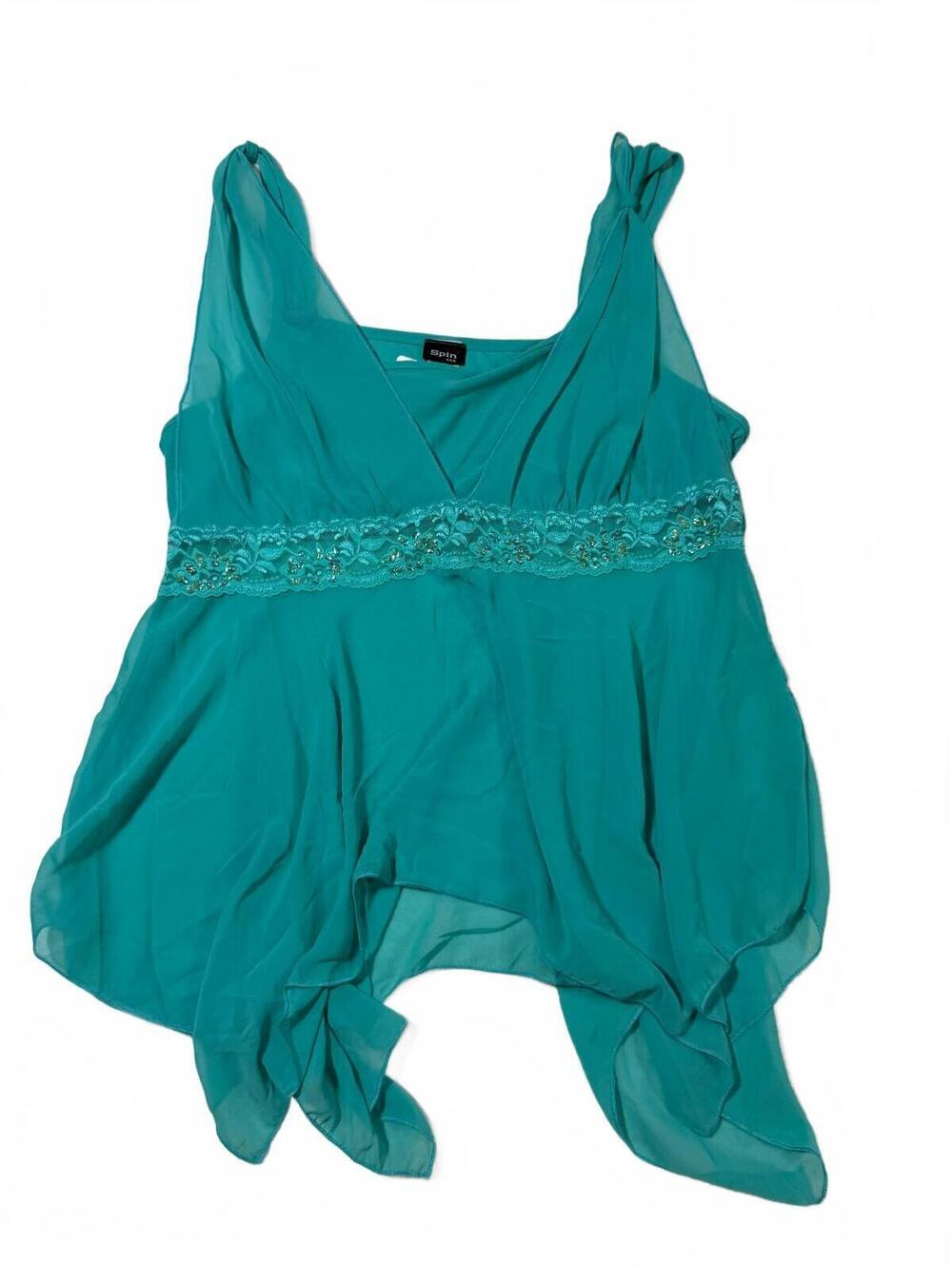 NWT Spin USA Women's Y2K Vintage Plus Size 1X Sequined Fairy Sleeveless Blouse